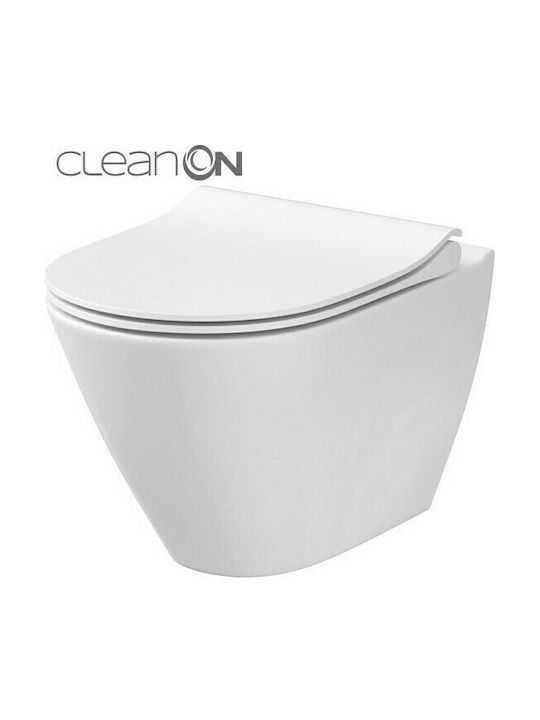 Cersanit City CleanOn Toaletă montată pe perete cu Capac Închidere lentă Albă