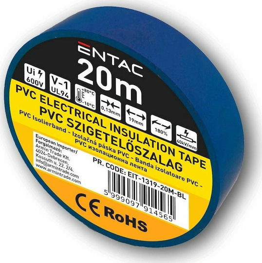 Entac Insulation Tape 19mm x 20m EIT-1319-20M-BL Blue