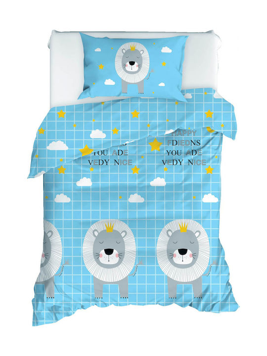 HomeMarkt Set Kids Duvet Cover Single with Pillowcase Cotton Light Blue 160x220cm