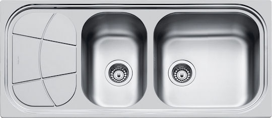 Foster Big Bowl Left Drop-In Sink Left Inox Satin W116xD50cm Silver