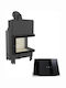 Kratki MBZ P BS Wood Fireplace Insert Fan Heater with Right Corner Window 13kW Black