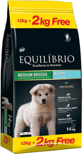 Equilibrio Puppy Medium 12kg Ξηρά Τροφή για Κουτάβια Μεσαίων Φυλών με Κοτόπουλο και Ρύζι