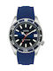 Le Dom Diver's Men's Watch 44mm Battery with Blue Rubber Strap