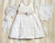 Lollipop Celebrations White Baptism Clothing Set with Hair Accessories , Dress & Cardigan made of Lace 3pcs