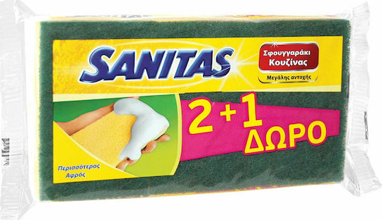 Sanitas Kitchen Sponge for Dishes Yellow Heavy Duty