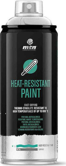 Montana Colors Σπρέι Βαφής Heat-Resistant Υψηλής Θερμοκρασίας με Μεταλλικό Εφέ Ασημί 400ml