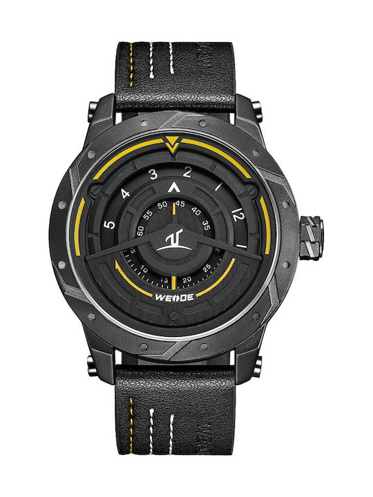 Weide Men's Watch 46mm Battery with Black Leath...
