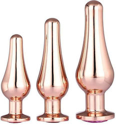 Dream Toys Gleaming Love Pleasure Rose Gold Anal Plugs Set Pink 3pcs