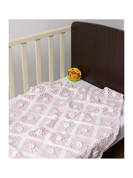 Silk Fashion Κουβέρτα Κούνιας Πλεκτή Ροζ 100x150εκ.