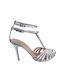 Alessandra Paggioti Patent Leather Women's Sandals 50050 with Ankle Strap Silver