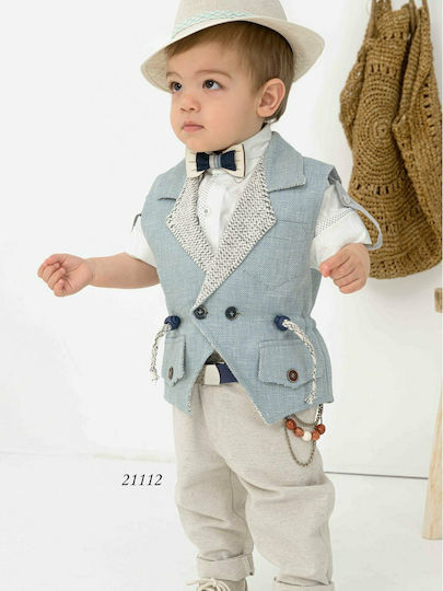 Bonito Boys Baptism Suit with Vest 21112 5pcs Green