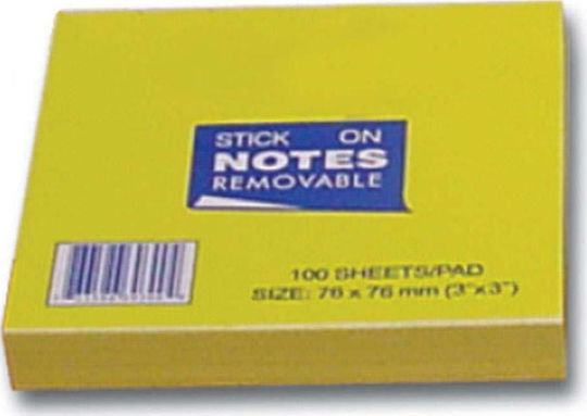 Justnote Sticky Note Pads in Cube 100 Sheets Yellow 7.6x7.6pcs
