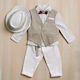 Lollipop Boys Baptism Suit with Vest 5pcs Beige