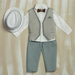 Lollipop Boys Baptism Suit with Vest 5pcs Khaki