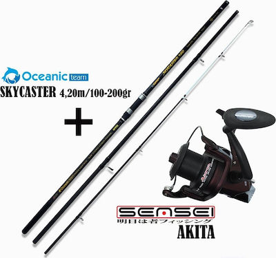 Oceanic Skycaster Fishing Rod for Casting with Reel 4.20m 100-200gr