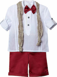 Nst Nastasia Boys Linen Baptism Suit Wendell Berry 3pcs Red