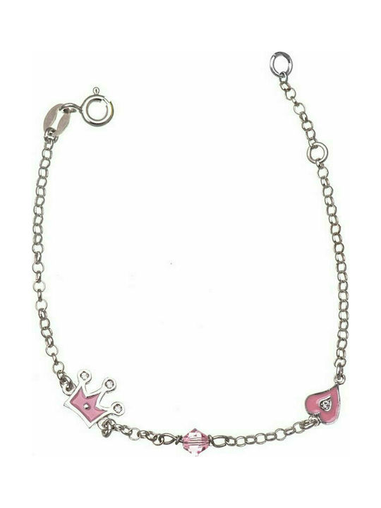 Children's bracelet made of silver with heart and crown