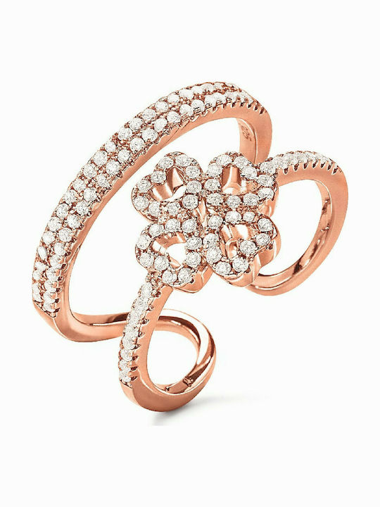 Folli Follie Ring with Zircon made of Silver Gold Plated