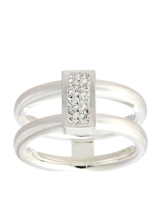 Folli Follie Damen Ring mit Steinen aus Stahl