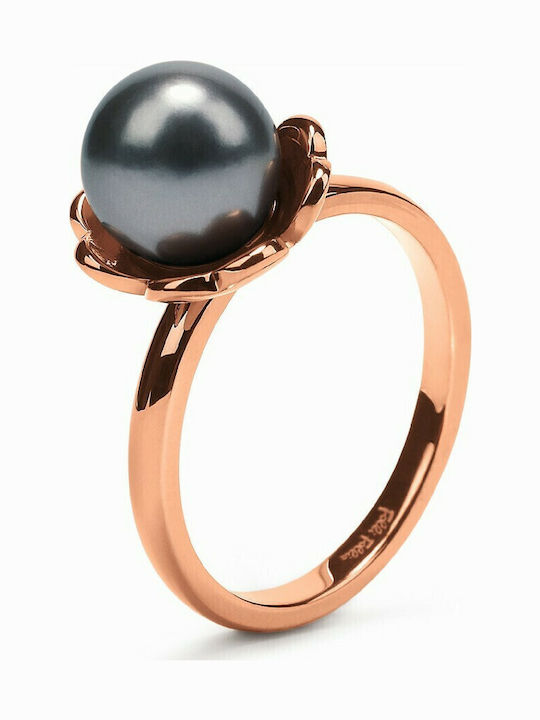 Folli Follie Ring with Pearls made of Steel Gold Plated