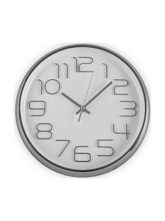 BigBuy Wall Clock Plastic Silver Ø30cm