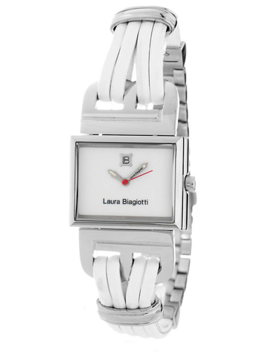 Laura Biagiotti Damen Uhr mit Weiß Lederarmband
