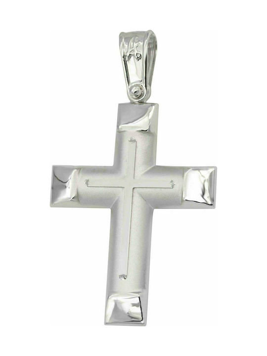 Cross in white gold K14