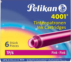 Pelikan 4001 6 Replacement Inks for Fountain Pen Pink