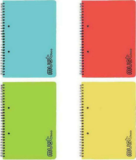 Must Team Spiral Notebook Ruled B5 90 Sheets 3 Subjects Craft 1pcs (Μiscellaneous colours)