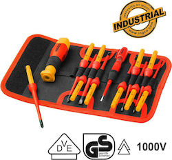 Ingco Set 12 Electrician VDE 1000V Screwdrivers with 12 Interchangeable Tips