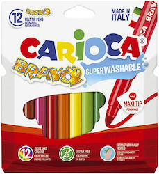 Carioca Bravo Πλενόμενοι Μαρκαδόροι Ζωγραφικής Χονδροί σε 12 Χρώματα (24 Συσκευασίες)
