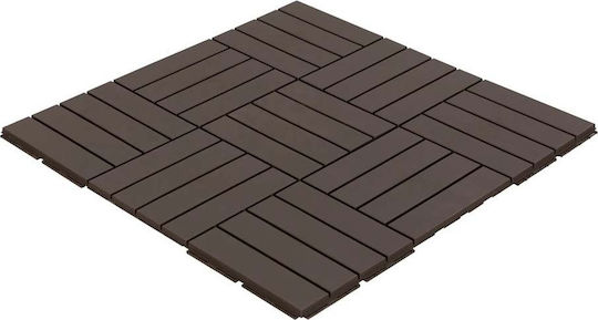 Outsunny Plastic Garden Decking Board Brown 30x30cm 9pcs