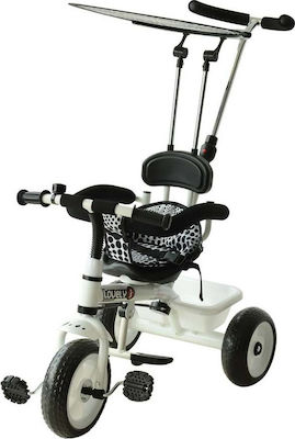 HomCom Kids Tricycle with Storage Basket, Push Handle & Sunshade for 1.5+ Years White