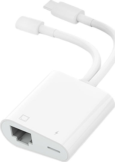 Convertor 3.5mm / USB-C masculin în Lightning / RJ-45 masculin Alb 1buc NA0023
