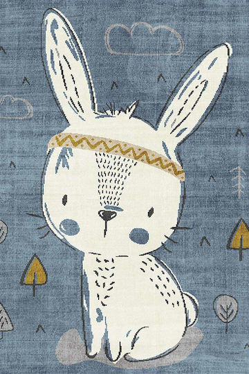 Ezzo Bunny KD46 Kinder Teppich Blau 160x230cm Dicke 5mm