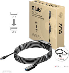 Club3D USB 3.1 Cablu USB-A de sex masculin - USB-A femelă Negru 10m CAC-1405