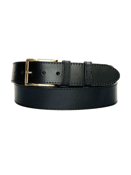 Men's Belt made of Genuine Leather of High Quality 4cm Greek Made in Black