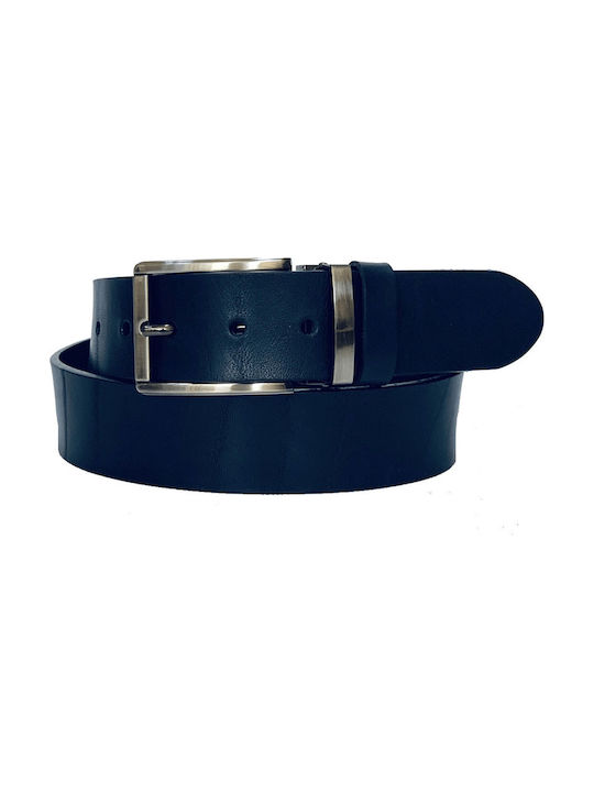 Men's Belt made of Genuine High Quality Leather 4cm Greek Made in Blue Navy