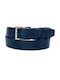 Men's Belt made of Genuine Leather of Excellent Quality with 3,5cm Pyrography Greek Made in Blue Navy