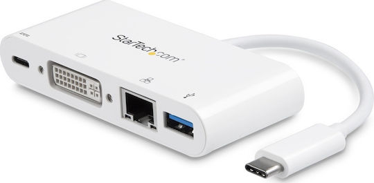 StarTech USB-C Docking Station με PD Ethernet Λευκό (DKT30CDVPD)