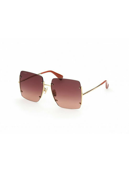 Max Mara Malibu 2 Women's Sunglasses with Gold Metal Frame and Red Gradient Lens MM 0002-H 31F