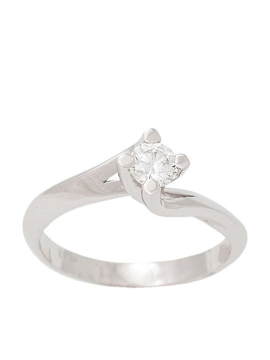 Diamond Jools LR-039W Μονόπετρο από Λευκόχρυσο ...