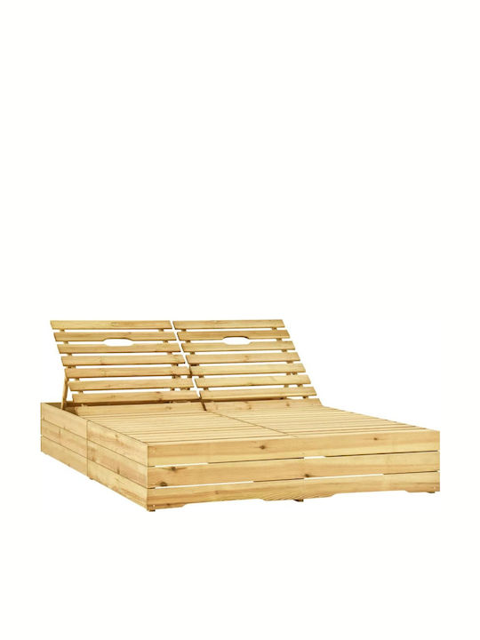 Sunbed Double Wooden Natural 198x130x30cm.