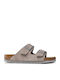 Arizona Soft Footbed Suede Leather Women's Flat Sandals Anatomic in Gray Color Narrow Fit