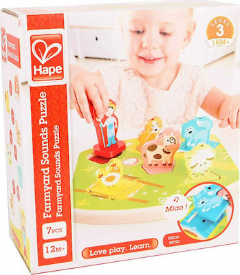 Holz Kinder Steckpuzzle Farmyard Sound Puzzle für 1.5++ Jahre 7pcs Hape