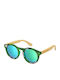 Frog Optical Women's Sunglasses with Green Acetate Frame and Green Polarized Mirrored Lenses AS117