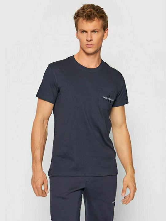 Calvin Klein Ανδρικό T-shirt Navy Μπλε Μονόχρωμο
