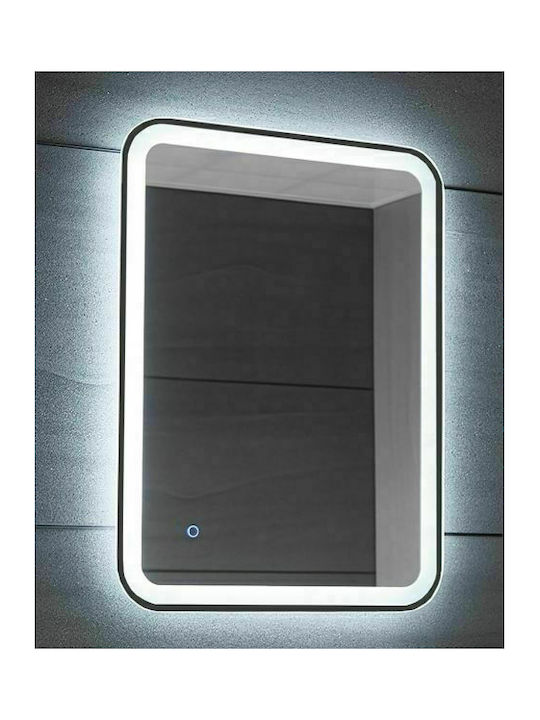 Gloria Rolan Rectangular Bathroom Mirror Led Touch 60x80cm Black