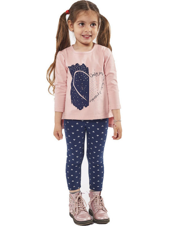 Εβίτα Kids Set with Leggings Winter 2pcs Pink