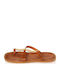 Sante Leather Women's Flat Sandals in Tabac Brown Color